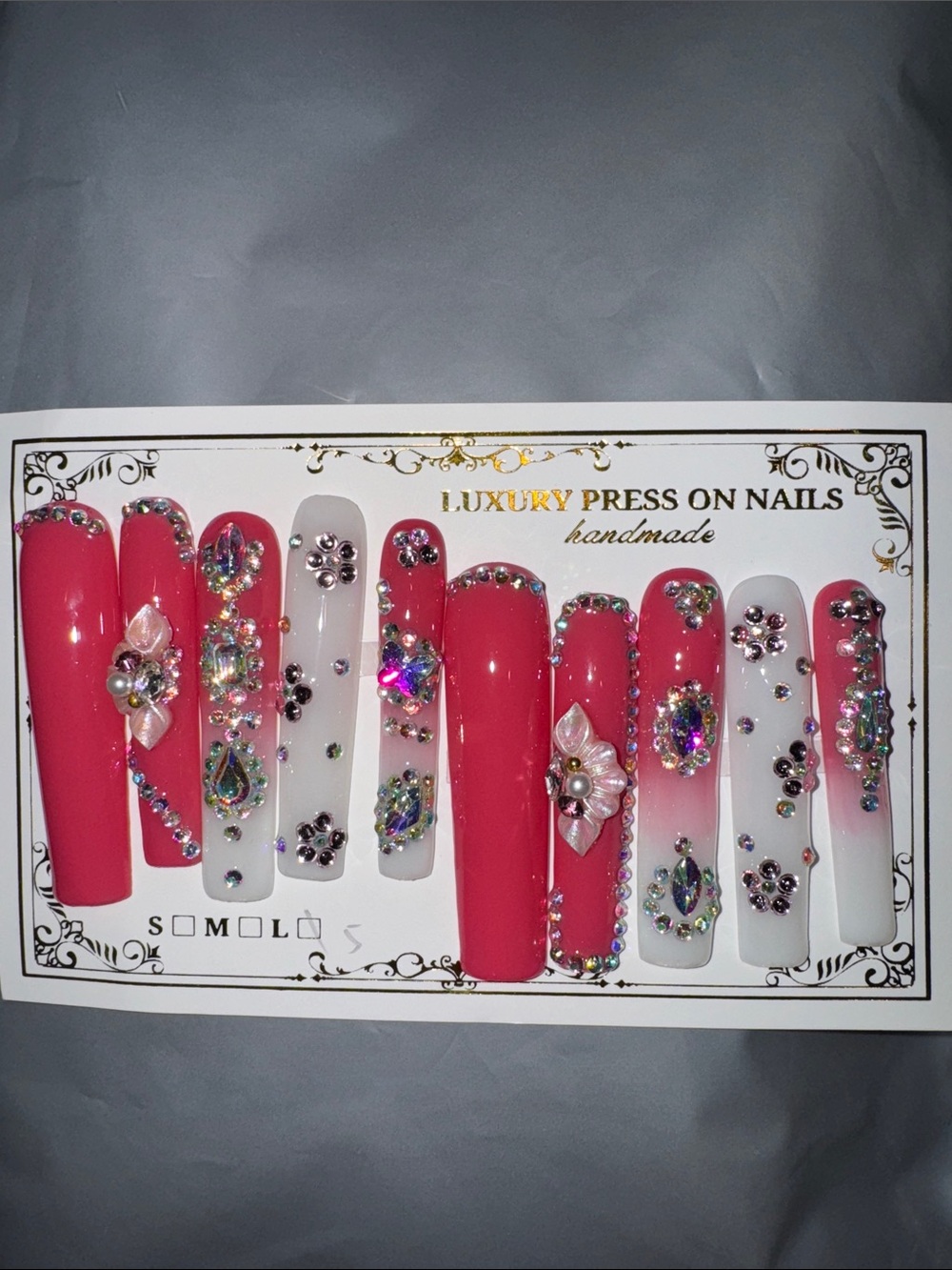 Size Large Handmade Press On Nails.
Length Extra - Long - XL